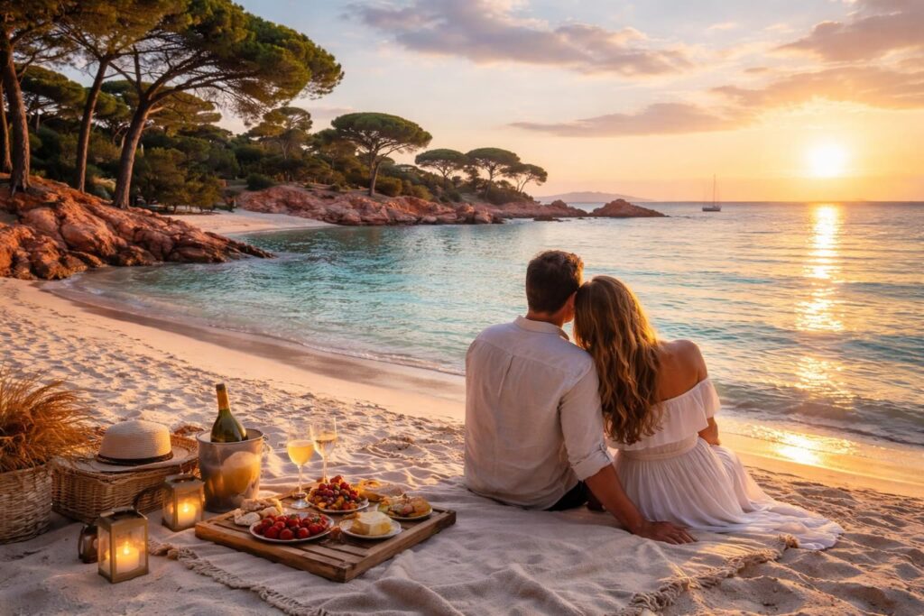 Séjour en Corse à Palombaggia pour cadeau romantique avec vue mer Méditerranée